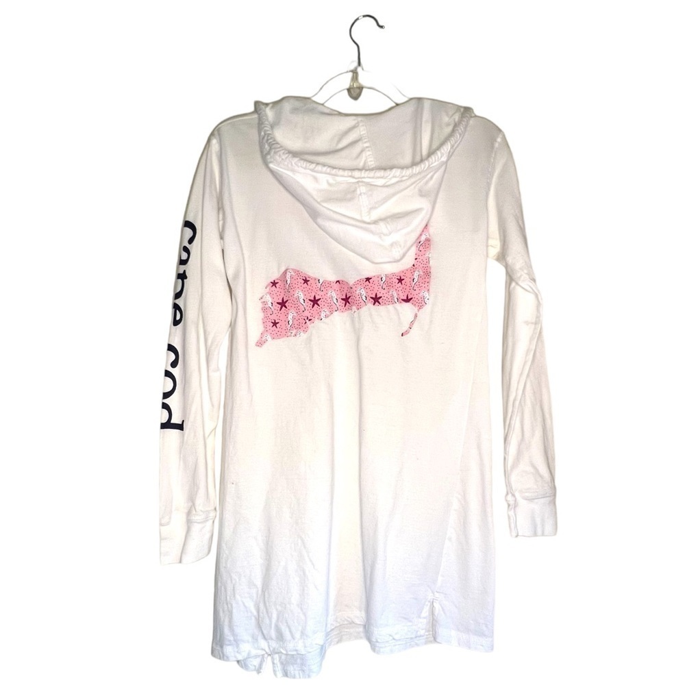 Cuffy’s Cape Cod Long Sleeve Hooded Tee Shirt Tunic Dress Beach Coverup Size S